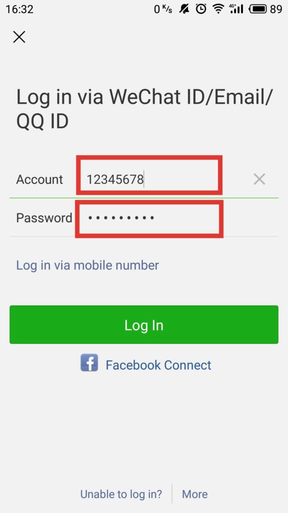 Sign up wechat qq id for Wechat Id