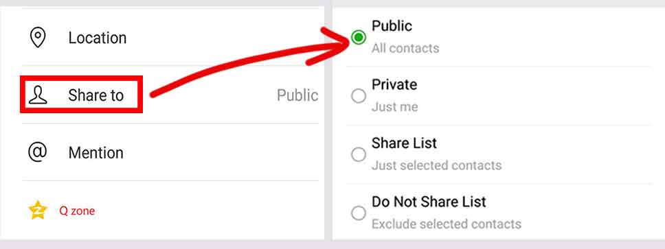 Post to public or specific people
